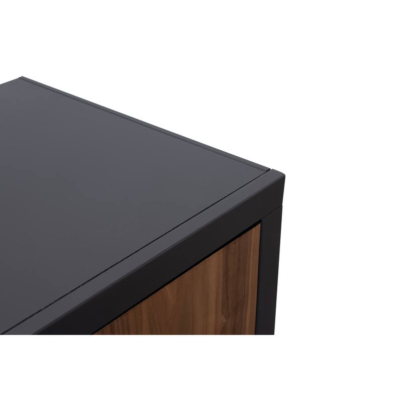 Bridgevine Home Aria 66 inch Fireplace TV Stand for TVs up to 80 inches, Minimal Assembly, Black and Walnut Finish