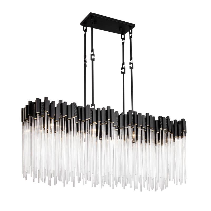 Varaluz Matrix Linear Pendant - 13"D x 48.25"W x 31.5"H - Matte Black /French Gold