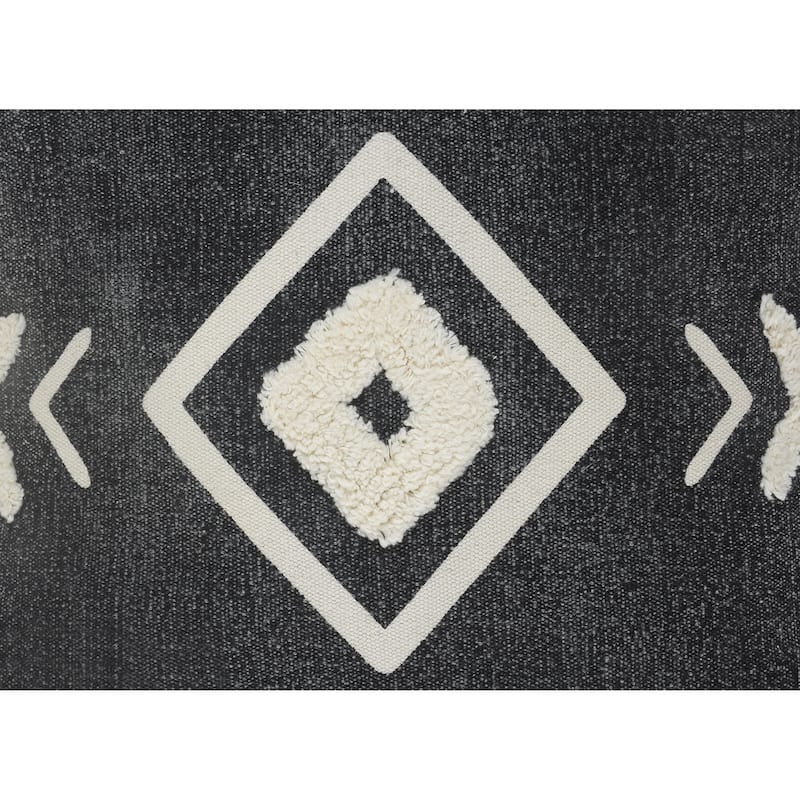 Sevita Tufted White Geometric Diamond Throw Pillow