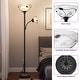 preview thumbnail 2 of 12, Moasis 71" Traditional Torchiere Floor Lamp with Adjustable Reading Light, Alabaster glass shades - 71"H