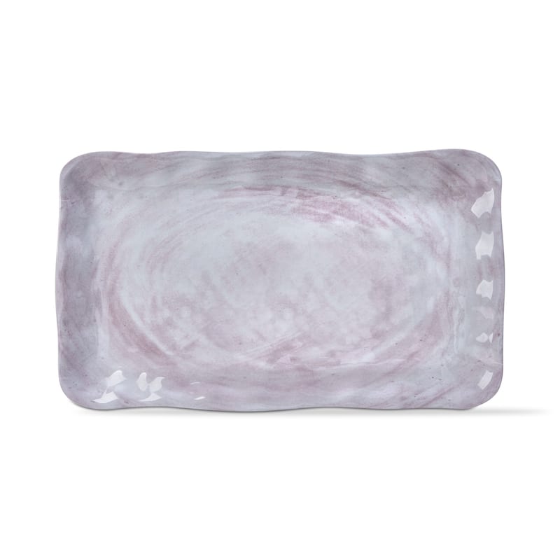 17.3L in. x 11W in. Merida Cracked Glaze Solid Melamine Serving Platter Indoor Outdoor Rectangle White