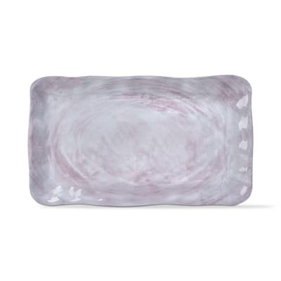 17.3L in. x 11W in. Merida Cracked Glaze Solid Melamine Serving Platter Indoor Outdoor Rectangle White