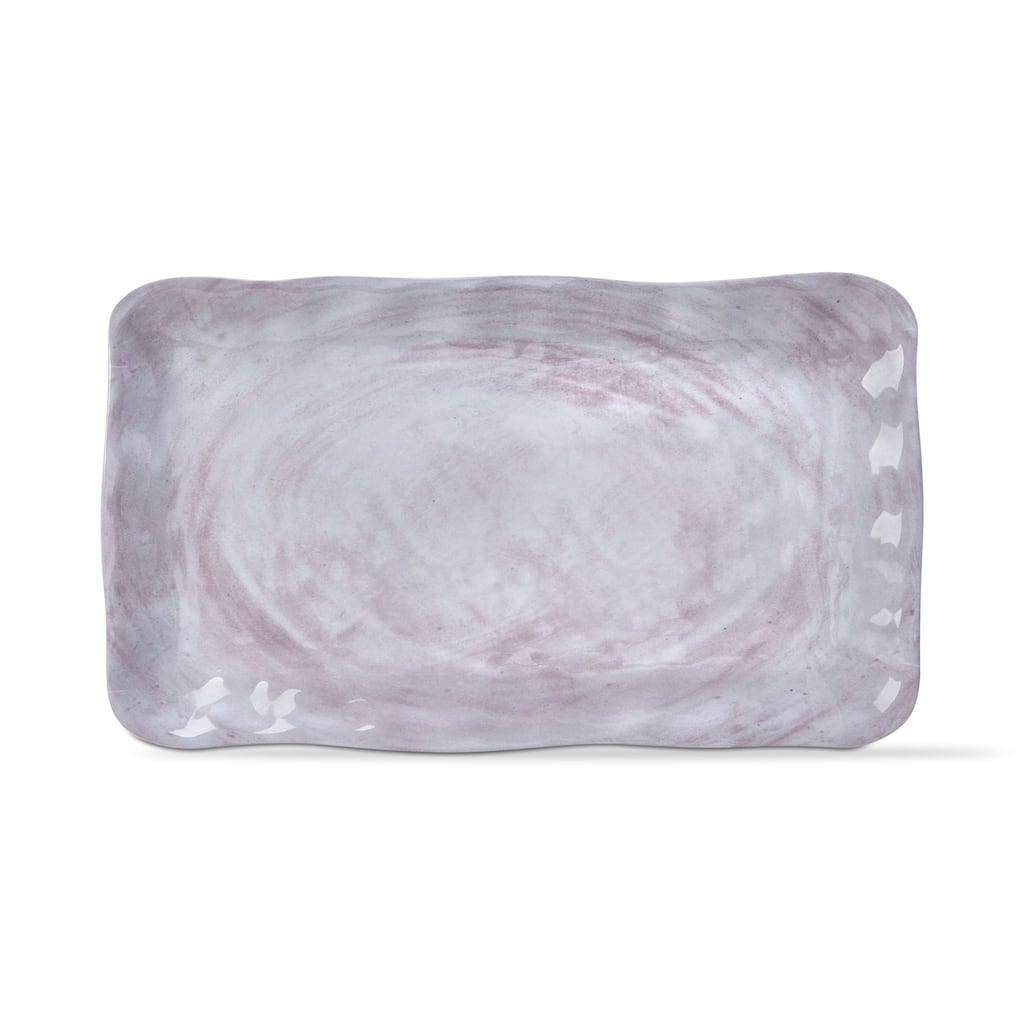 17.3L in. x 11W in. Merida Cracked Glaze Solid Melamine Serving Platter Indoor Outdoor Rectangle White
