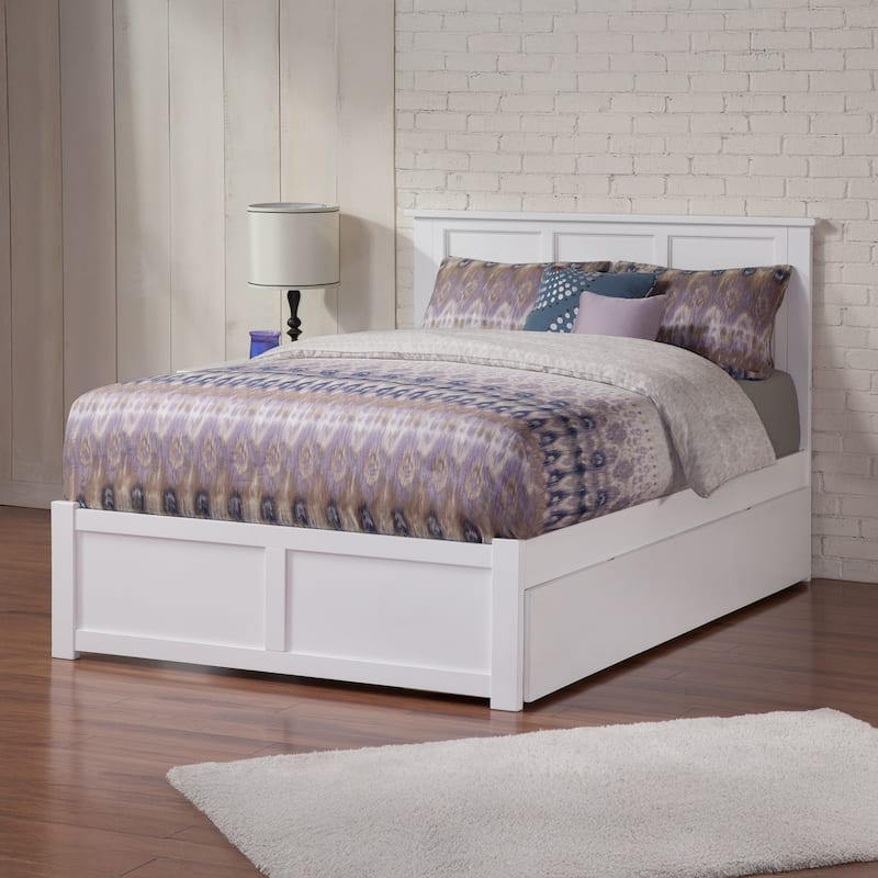 AFI Madison Platform Bed with Footboard & Twin XL Trundle - White - Queen