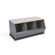 preview thumbnail 25 of 27, Taylor & Olive Lantana Three Bin Stackable Storage Cubby Charcoal/Woodgrain Gray