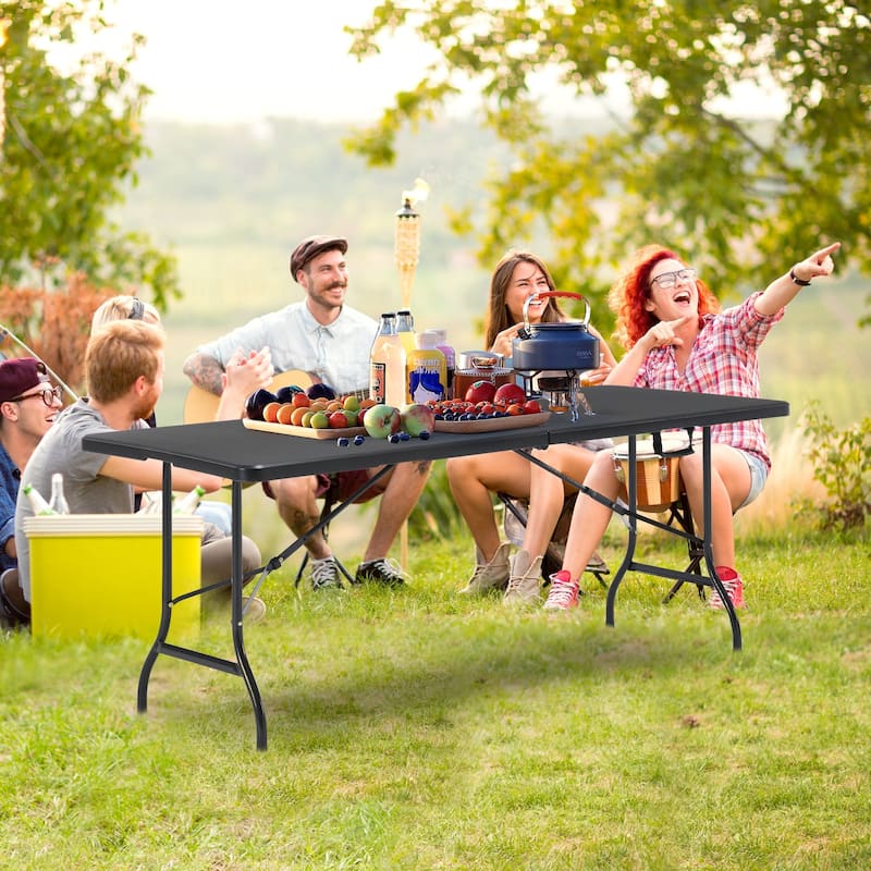 Patio Dining Table Bi-Folding Portable Table Lightweight Foldable Large Camping Table for Indoor Outdoor Picnic Backyard
