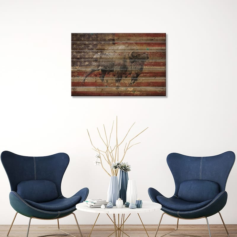American Bison II Print On Wood by Diego Tirigall - Multi-Color