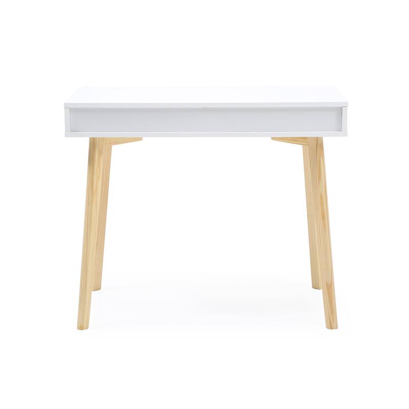 36" Modern White Wooden Writing Desk with 1-Removable Drawer