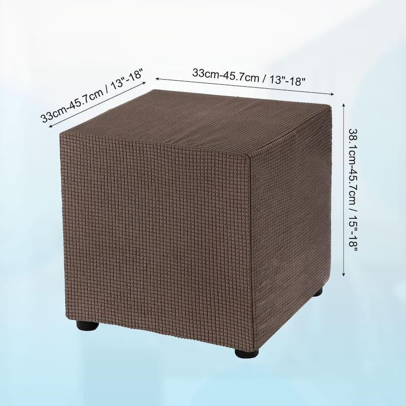 Square Ottoman Cover 18x18x18 inch Polyester Ottoman Slipcovers - Brown