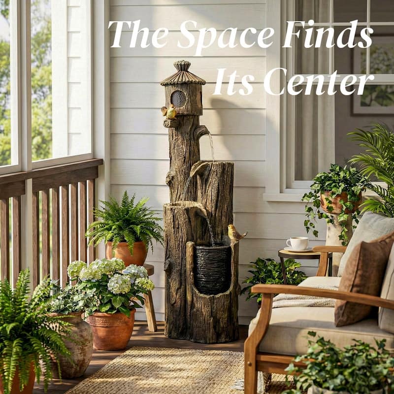 Outdoor 3 Tier Bird and Birdhouse Fountain with ETL Auto Protection