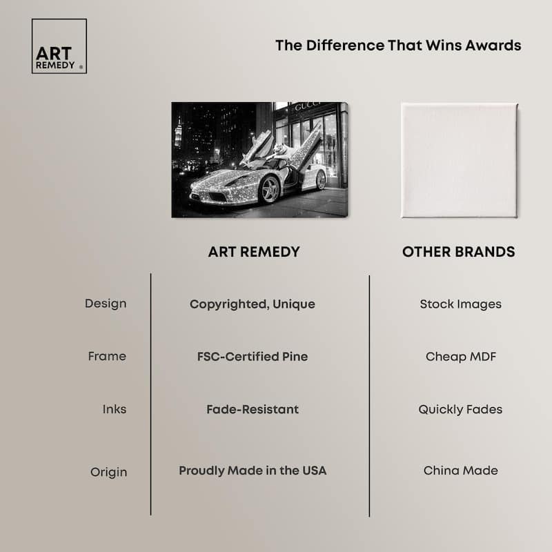 Glistening Tiger and Car Canvas by Art Remedy, Gallery Wrapped