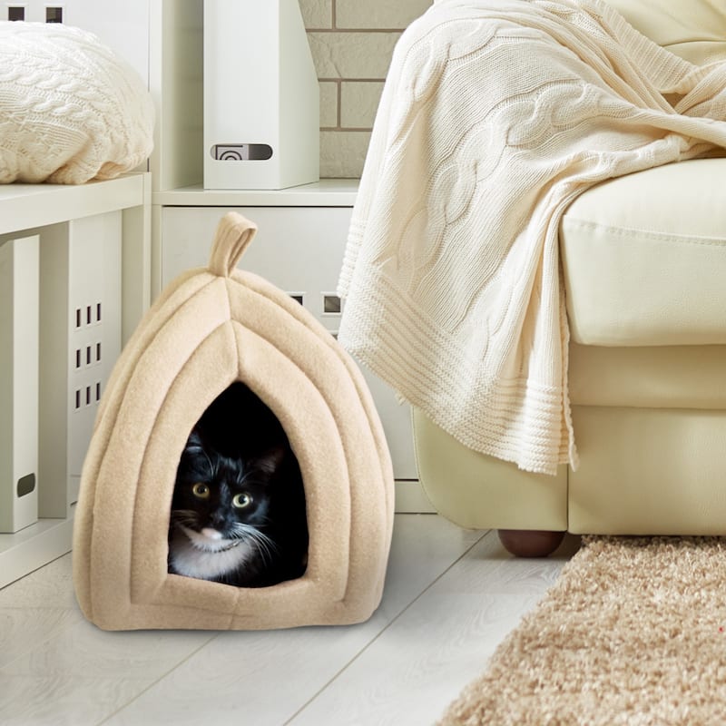 Petmaker Cozy Kitty House Cave Plush Cat Tent Bed with Removable Foam Cushion
