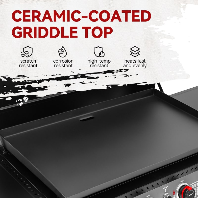 Royal Gourmet 34-Inch 4-Burner Propane Gas Griddle with Hood , Black