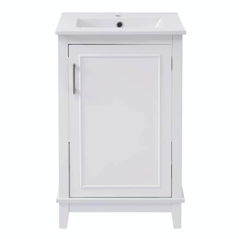 Modern 20-Inch Small Bathroom Vanity Cabinet with Ceramic Basin