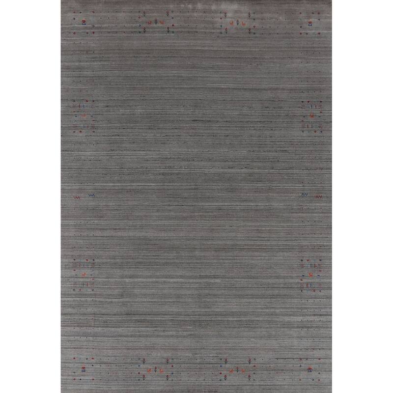 Hand Knotted Oriental 100% Wool Carpet Tribal Animal Pictorial Greys & Charcoal Gabbeh Area Rug - 11' 11'' X 9' 0''