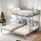 preview thumbnail 2 of 10, Full over Twin & Twin Size Bunk Bed with Built-in Shelf