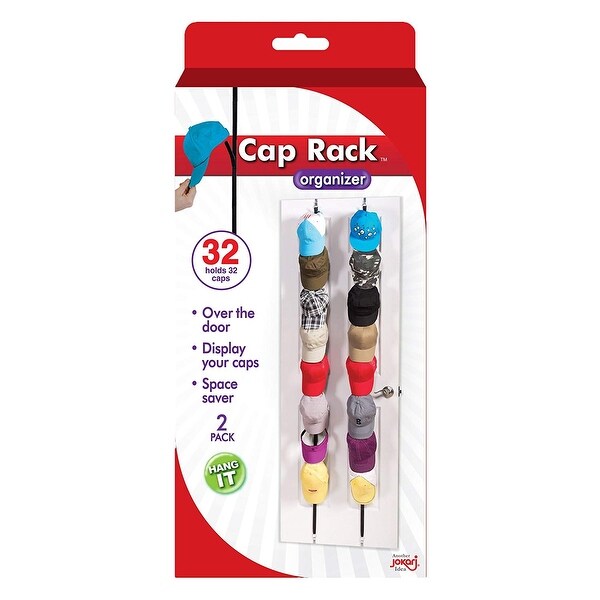 Jokari 2pk Over-The-Door Hanging Cap Space Saver Oraganzer Storage Hang Hat Rack