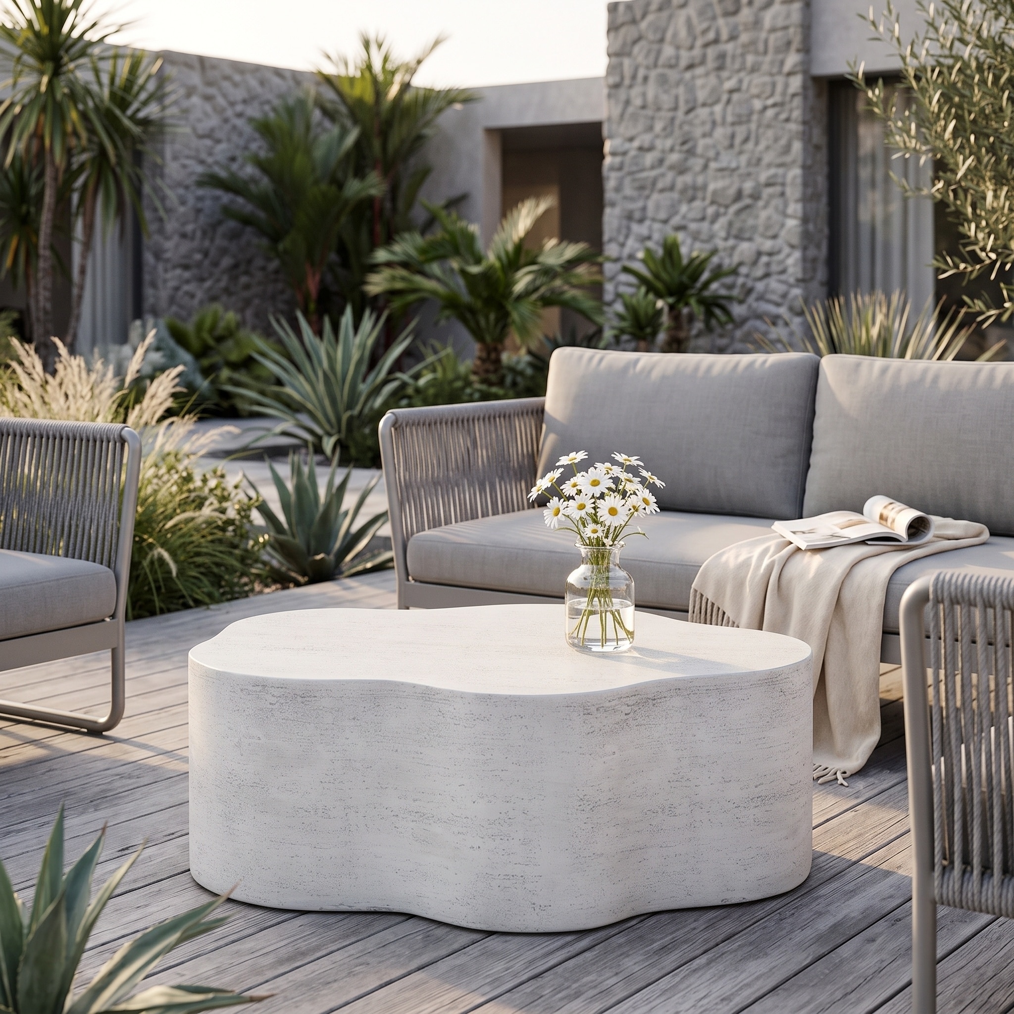 Christopher Knight Home - Modern Indoor & Outdoor Coffee Table with Lightweight MGO Cloud-Shaped Design, No Assembly Required