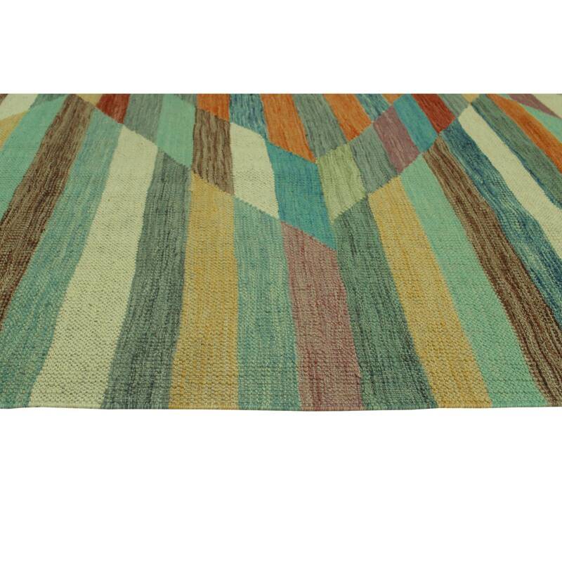 Hand-Woven Winchester Kilim Mariange Blue/Rust Rug - 6'5" x 9'7"