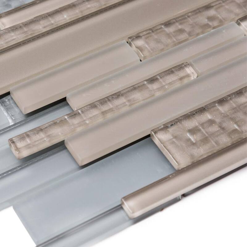 The Tile Life Karma Random Sized Brick Taupe 12x12 Textured Glass Mosaic Backsplash & Wall Tile