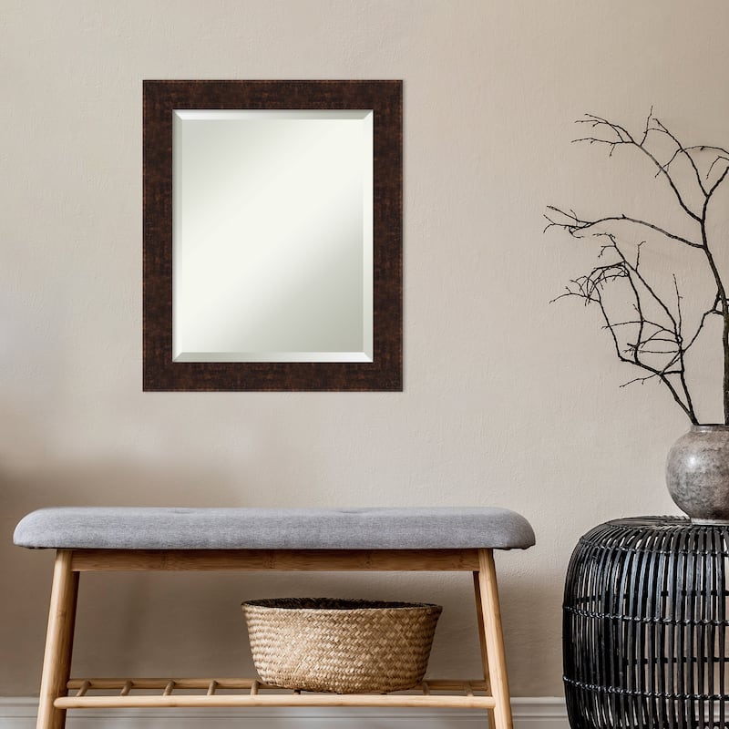 Beveled Wall Mirror - William Mottled Bronze Narrow Frame - William Mottled Bronze Narrow