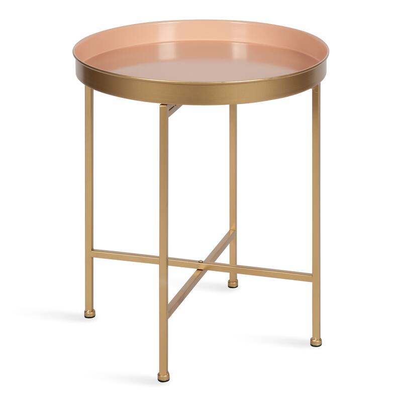 Kate and Laurel Celia Round Metal Side Table - 18.25x18.25x22 - Gold/Pink