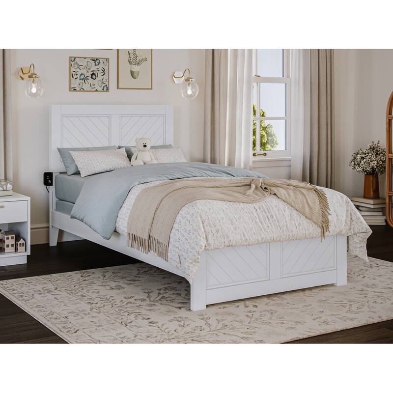 Canyon Foundation Bed Frame with Matching Footboard - White - Twin