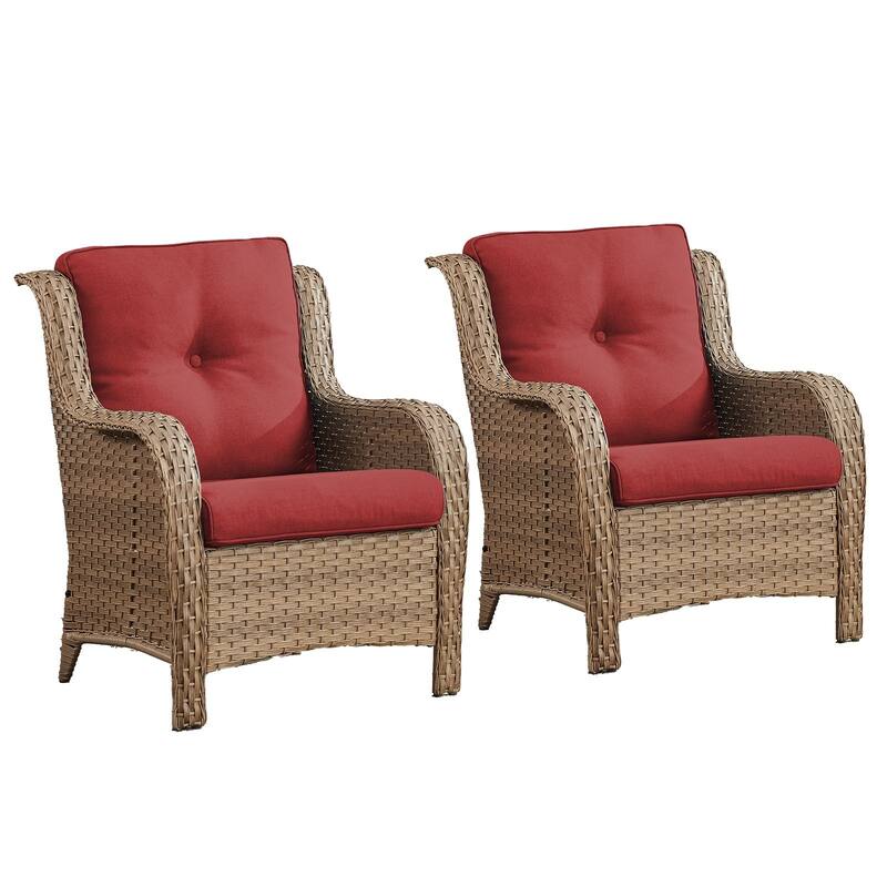 Outdoor Wicker High Back Club Chair Set of 2