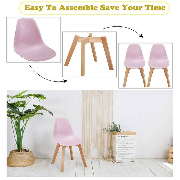 Shop Vecelo Kids Chairs Modern Style Wood Leg Polyurethane Chair Set Of 4 Overstock 25098707