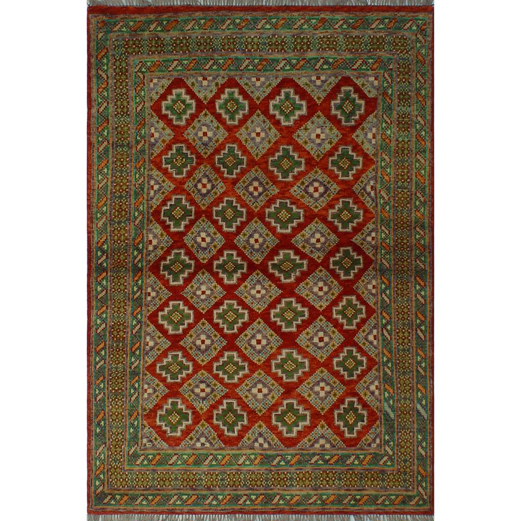 Balochi Darlene Rust/Green Rug - 3'10" x 5'9"