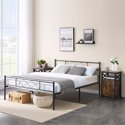 Taomika 3-Pieces Platform Bed Frame and Modern Nightstands Sets