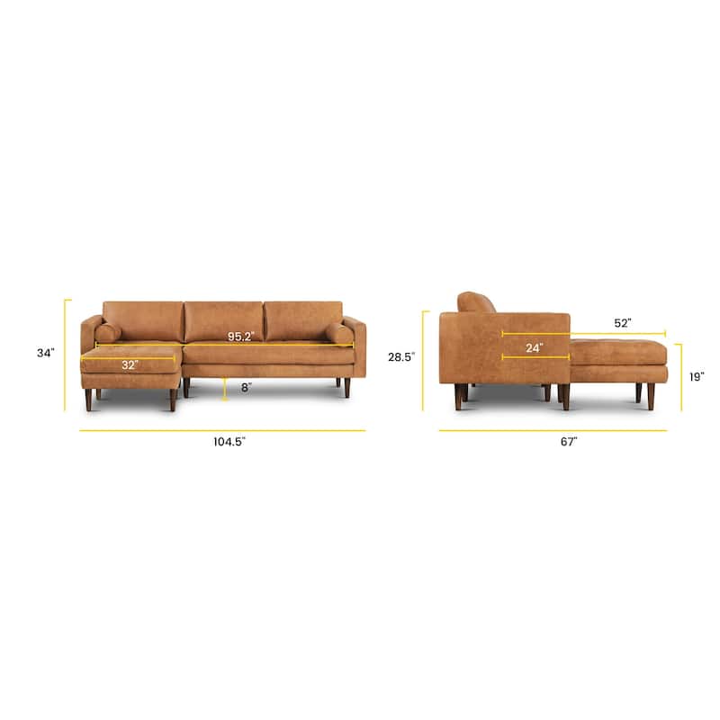 Poly & Bark Napa 104.5" Left Sectional Sofa - Full Grain Genuine Italian Leather