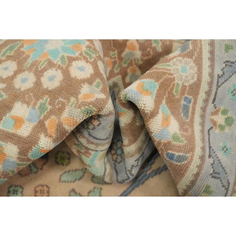 Hand Knotted Oriental 100% Wool Carpet Traditional All-Over Peach Tabriz Area Rug - 12' 8'' X 9' 11''