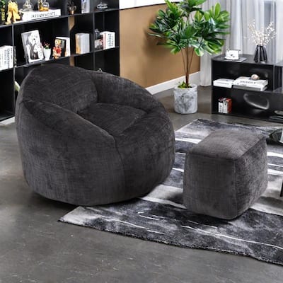 Chenille Memory Foam Bean Bag Chair with Oversized Lounger Plush Support