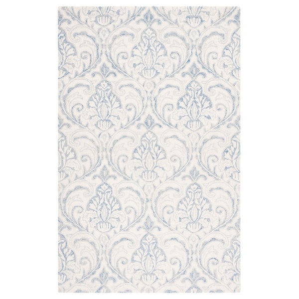 SAFAVIEH Handmade Micro-Loop Lorry Modern Wool Rug - 6' x 9' - Ivory/Blue