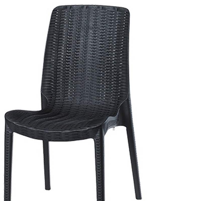 Set of Four Black Heavy Duty Plastic Outdoor Stacking Dining Chairs