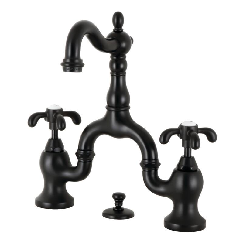 French Country Bridge Bathroom Faucet with Brass Pop-Up