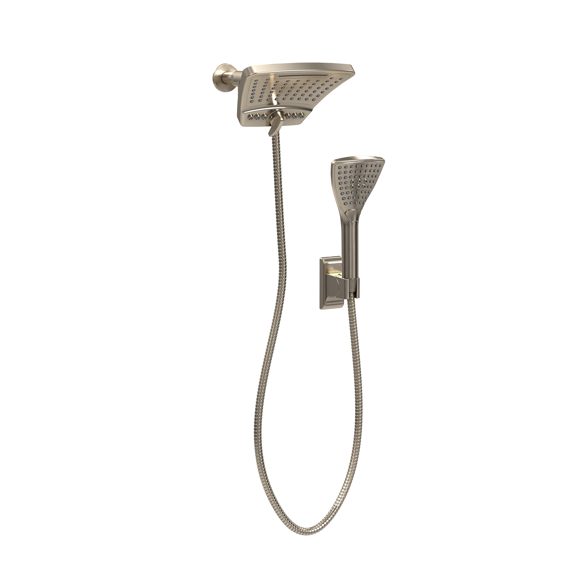 PowerShot 8-in Drill-less Shower System with Multi-function Showerhead and Multi-fucntion Handshower Brushed Nickel 1.8 GPM