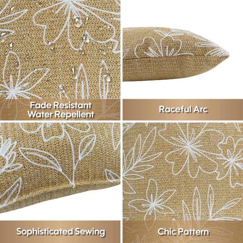 Outdoor/Indoor Throw Pillows, Decorative Throw Pillows With Inserts,Simulated Straw Weaving Square Pillows
