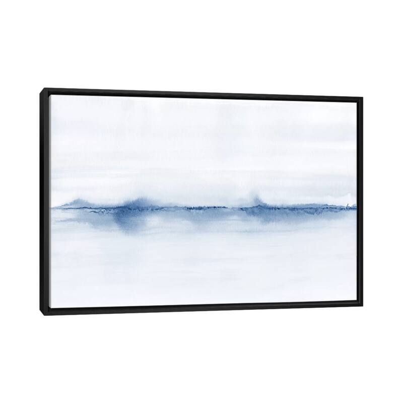 iCanvas "Watercolor Landscape V - Shades Of Blue" by Nouveau Prints Framed Canvas Print - Black - 32x48
