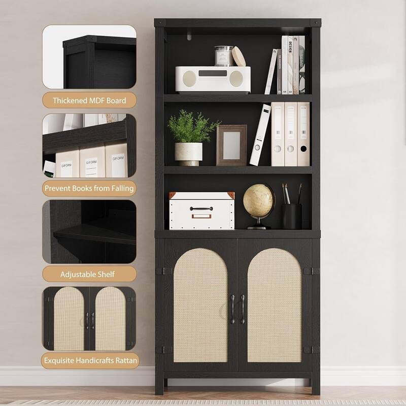 3-Tier 70-Inch Tall Bookcase, Freestanding Display Bookshelf for Living Room, Home Office, Bedroom