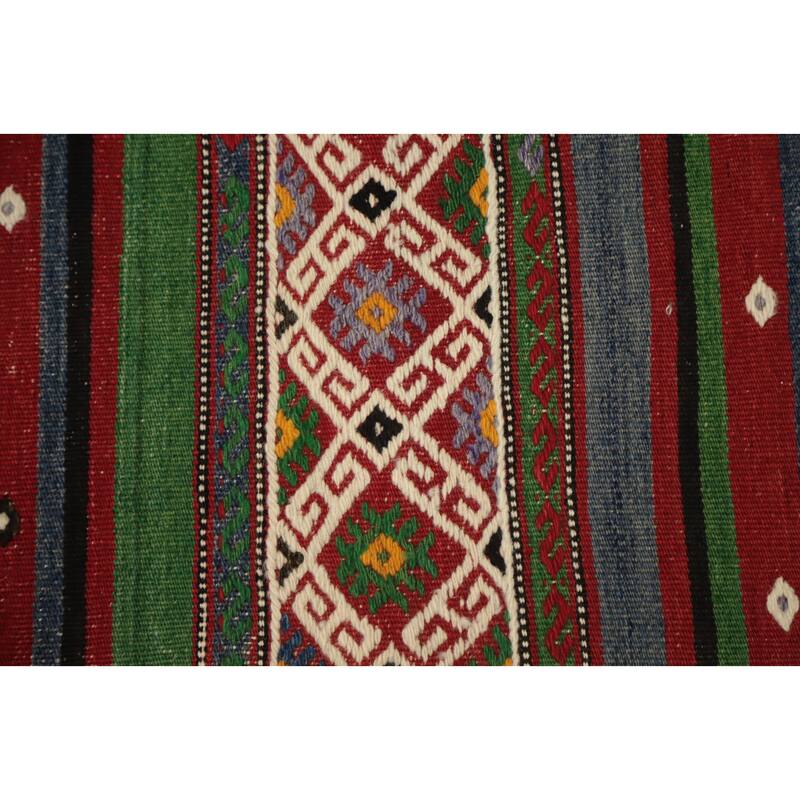 Hand Woven Oriental 100% Wool Carpet Southwestern Tribal Multi-Colored Kilim Area Rug - 7' 4'' X 5' 0''