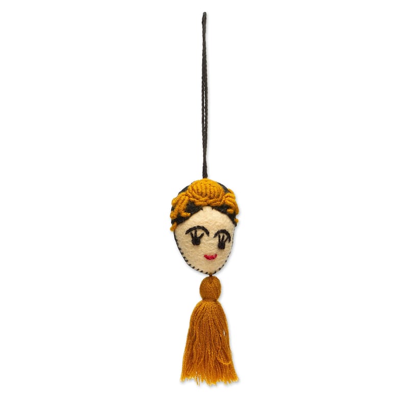 Novica Handmade Frida In Gold Wool And Cotton Ornament