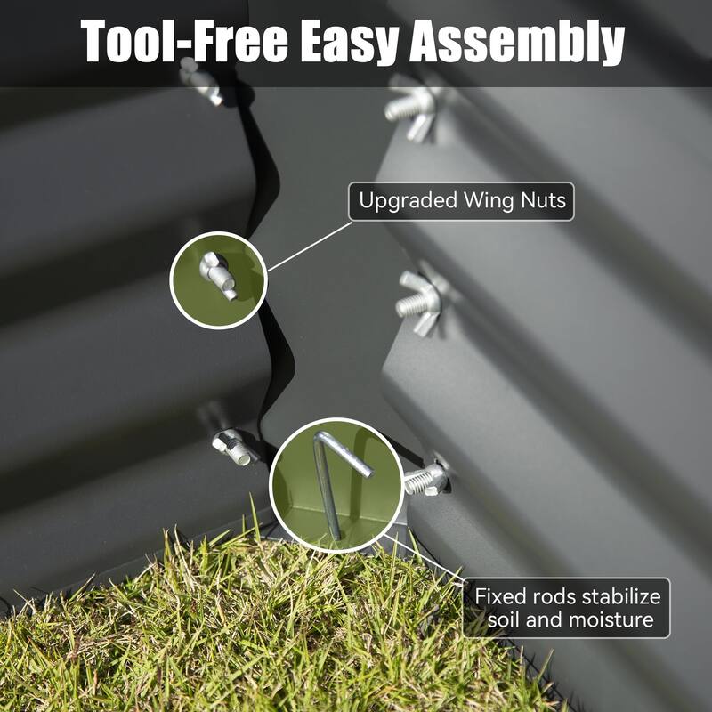 8x4x2 ft Galvanized Raised Garden Bed, Planter Garden Boxes Large Metal Planter Box for Gardening Vegetables Fruits Flowers