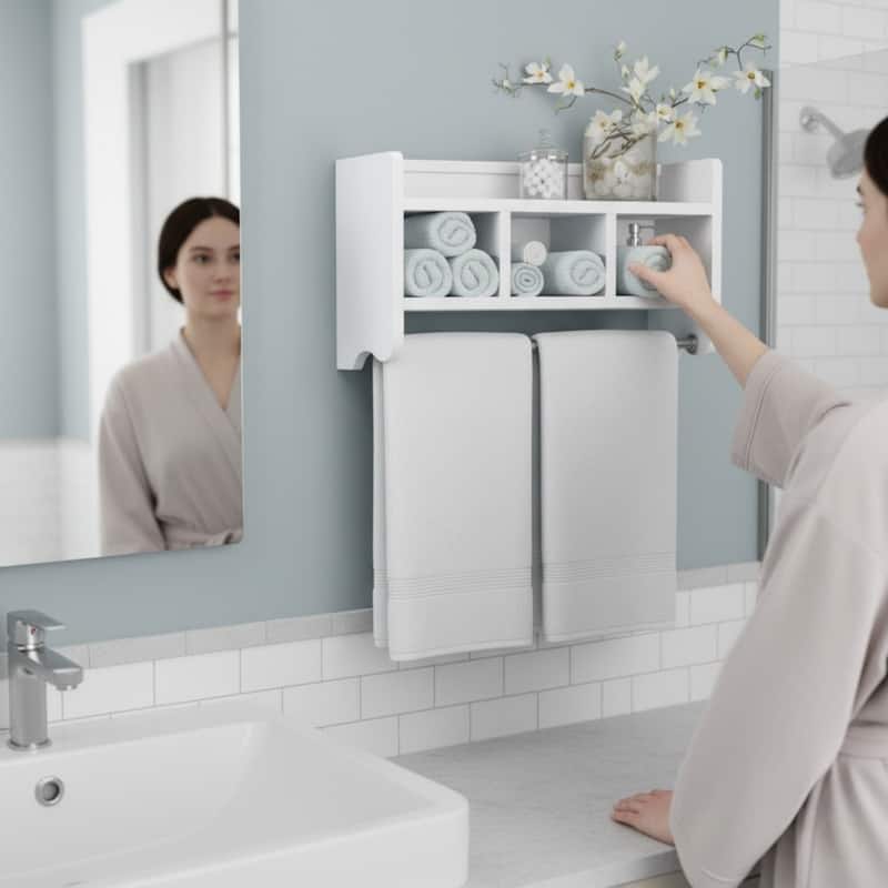 Alaterre 25-inch Wood Bath Storage Shelf