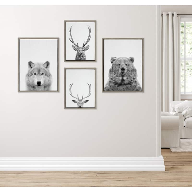 Kate and Laurel Sylvie Deer and Bear Canvas Art Set by Simon Te