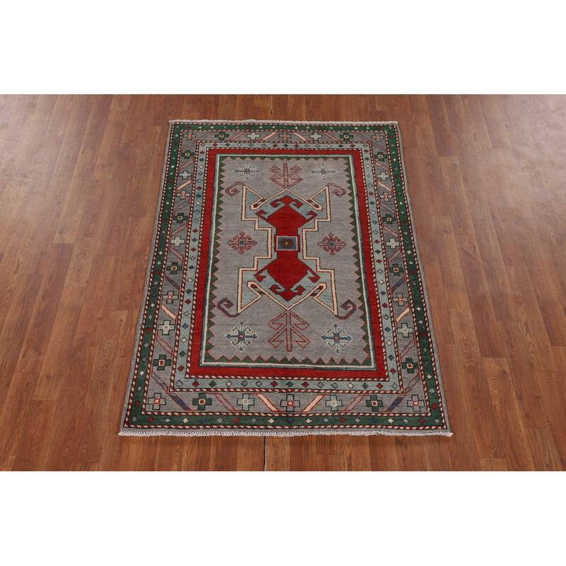 Kazak Foyer Rug Handmade Bedroom Wool Carpet - 3'6" x 4'11"