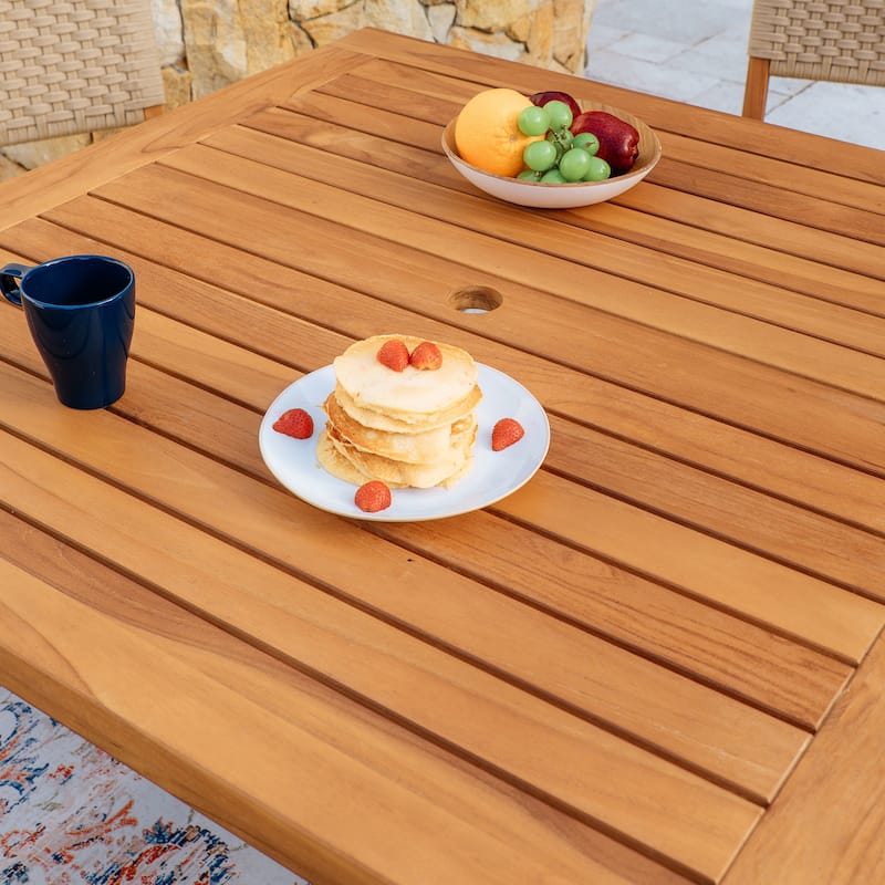 Cambridge Casual Zephyr 5-Piece Teak Patio Dining Set with Woven Rope Chairs