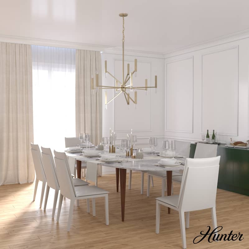 Hunter Sunjai 12-Light 3-Tier Candle Chandelier - Contemporary, Glam, Geometric