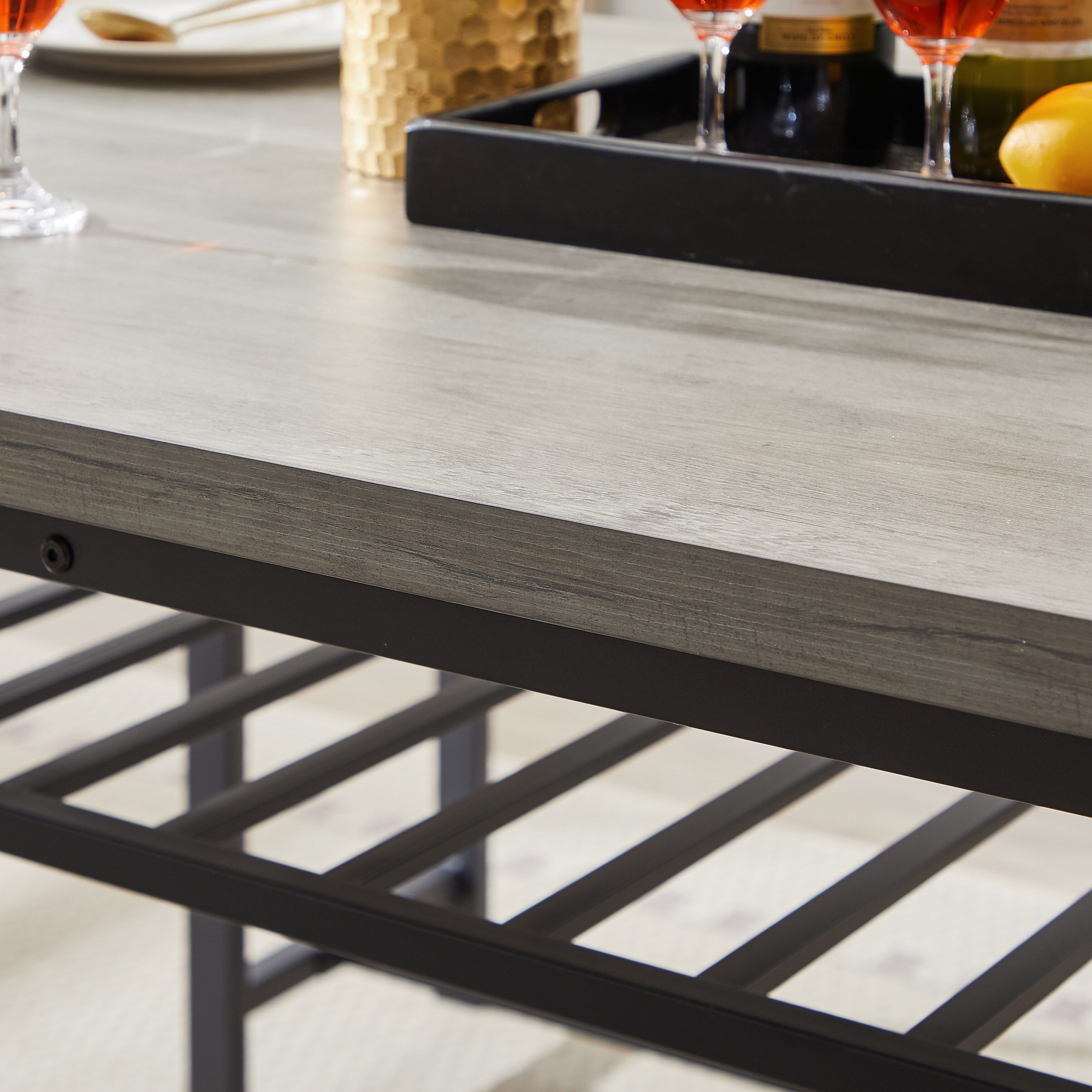 Concrete effect dining table online and bench